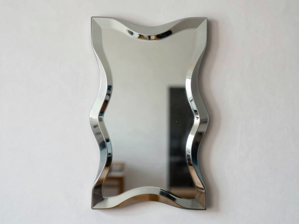 Kunstnerisk asymmetrisk speil med bølgende former